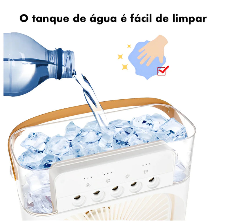 Refrigerador De Ar Ventilador Umidificador Portátil Com Led Reservatório De Água Led Tipo C USB - Neverdie Store