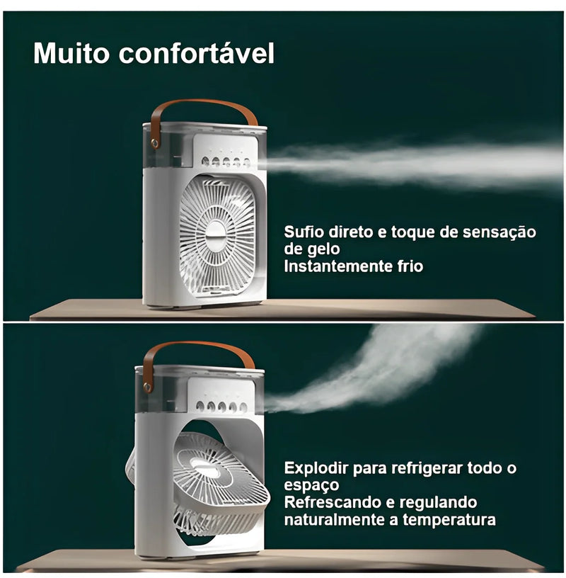 Refrigerador De Ar Ventilador Umidificador Portátil Com Led Reservatório De Água Led Tipo C USB - Neverdie Store