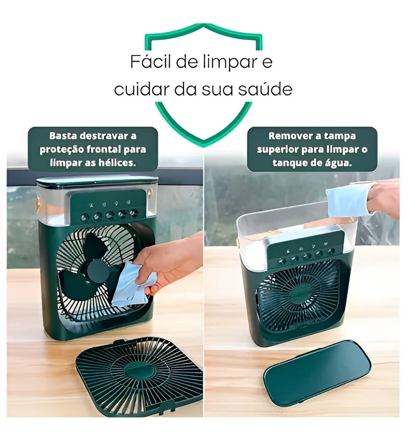 Refrigerador De Ar Ventilador Umidificador Portátil Com Led Reservatório De Água Led Tipo C USB - Neverdie Store